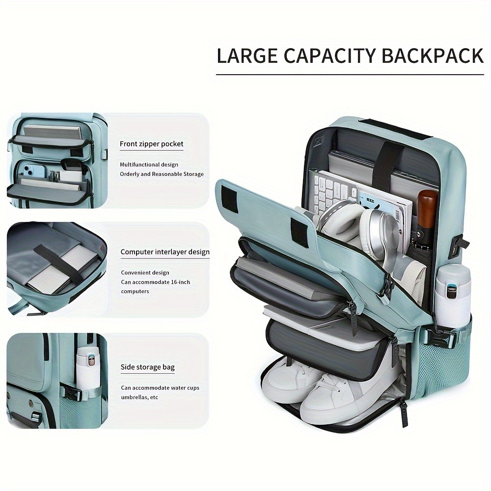 Mochila unisex de gran capacidad, doble hombrera, multifuncional 3 en 1, para viajes cortos, mochila para laptop, mochila casual, bolso de equipaje, mochila doble hombrera para hombres, mochila para viajes cortos, mochila para laptop, mochila multifuncional de gran capacidad con puerto USB para carga, correas ajustables y desmontables