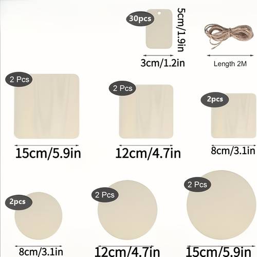 42pcs wooden round and square set diy painting graffiti set gift home decoration birthday wedding wooden pendant decoration christmas new year thanksgiving halloween decoration outdoor decoration wedding cabin garden decoration