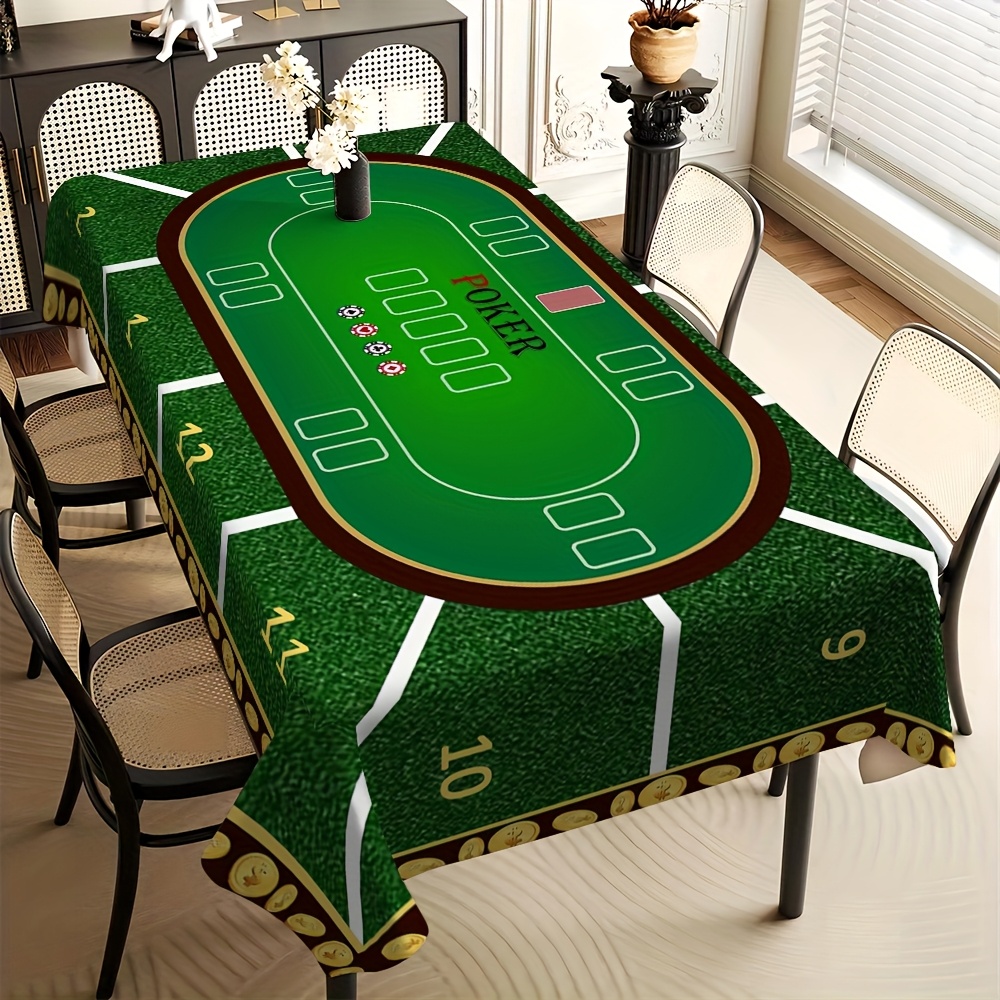TEMU -1pc-1pc Tablecloth Easy Nordic , Rectangular Dining Table Cover, Suitable For Dining Table Restaurant Tea Table, Poker Game Theme Pattern