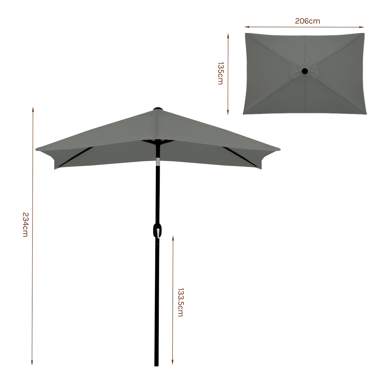 1pc Outdoor Garden Parasol With Sun Protection Coating, 180 G/㎡ Weight, Adjustable Tilt Angle, Portable Storage Bag, Ventilated Parasol Suitable For Balcony/garden/beach Use