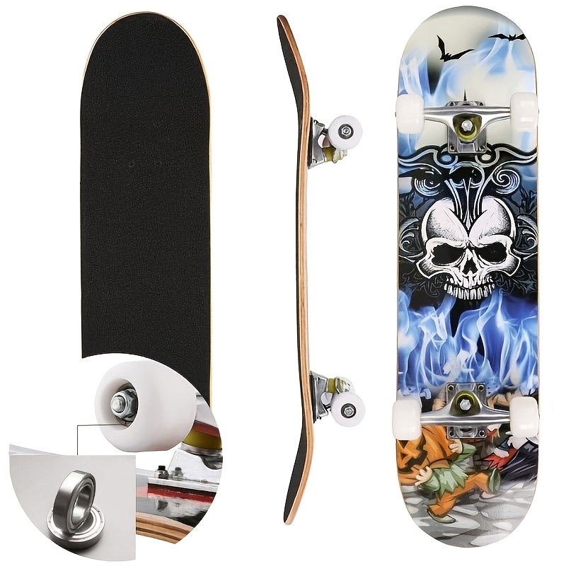 Skateboards For Beginners, Complete Skateboard 79x20cm, 7 Layer Double Kick Standard And For Beginners, Cool, Solid&durable