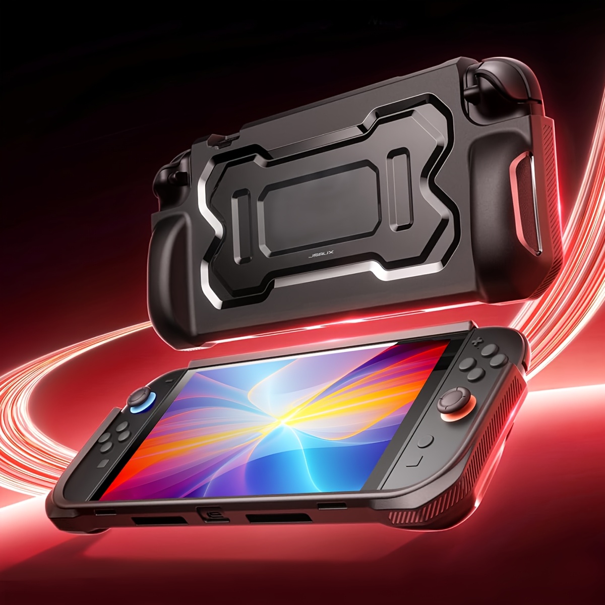TEMU Switch 2用ゲーム機 クールなメカ風外装デザイン保護ケース 落下防止 高品質 傷防止 耐汗性 全面保護 ゲーム操作感と体験を向上