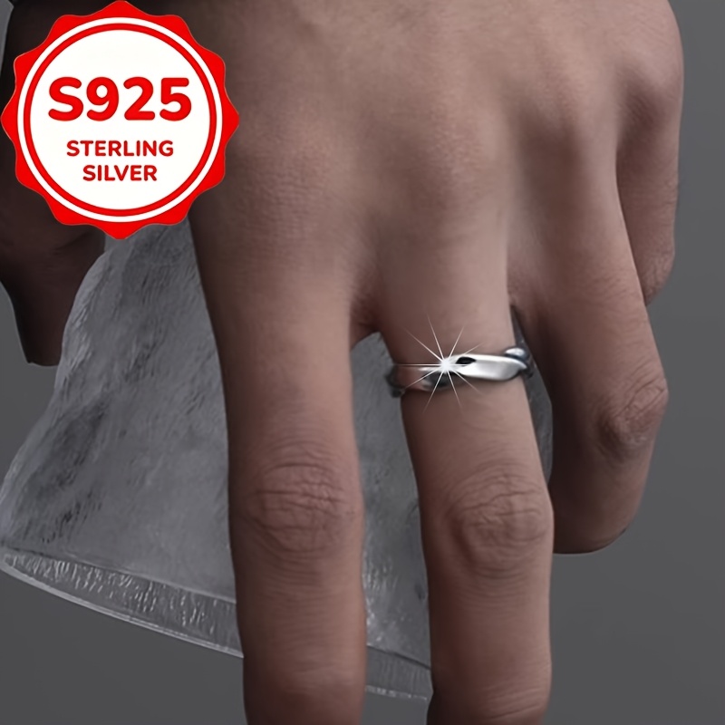 Women's S925 Silver Möbius Wave Open Ring, Versatile Gift