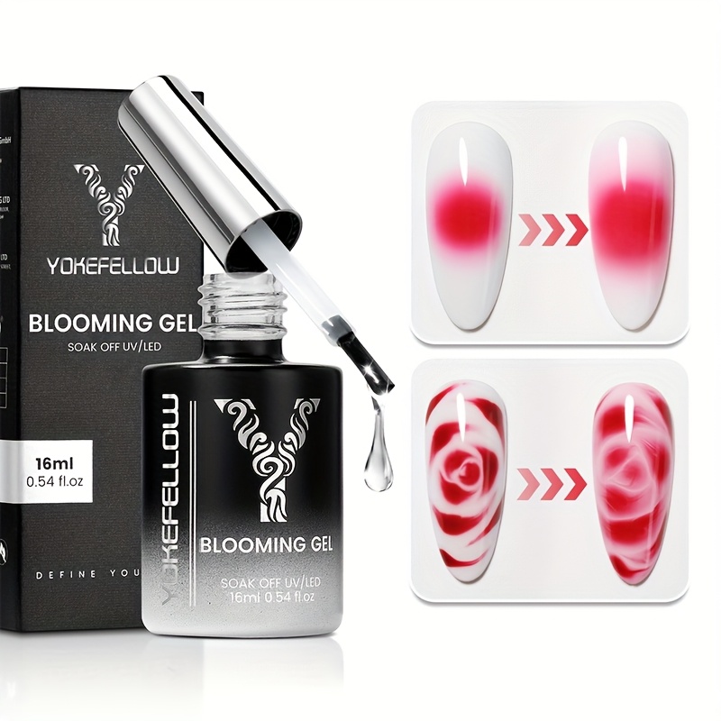 TEMU Blooming Gel Nail Polish - 16ml Soak Off Nail Design Art Polish Effect Marble Watercolor Floral Print Clear Blooming Gel For Nail Salon Home Diy
