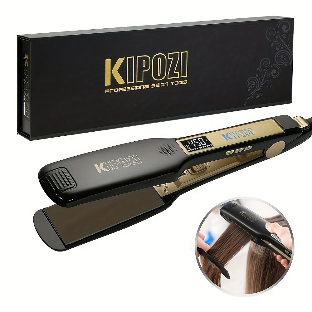 

Kipozi Hair Straighteners Black Wide Titanium 3d Flat Iron Lcd Digital Display