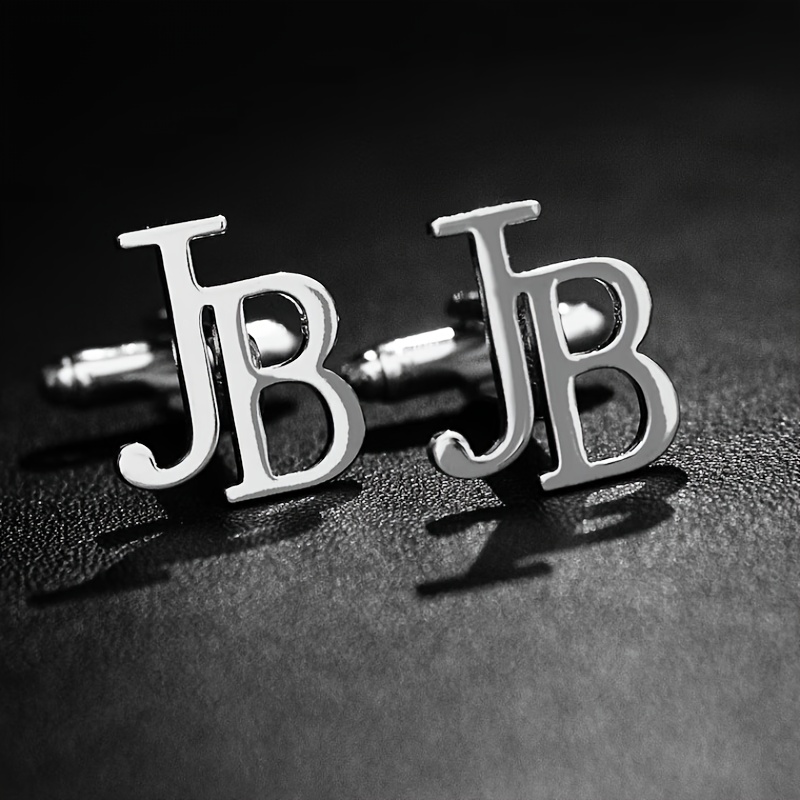 TEMU Elegant Personalized Stainless Steel Cufflinks - Custom Initial Letter Design, Couples Matching Cufflinks Set, Suit Shirt Accessory, Fashionable