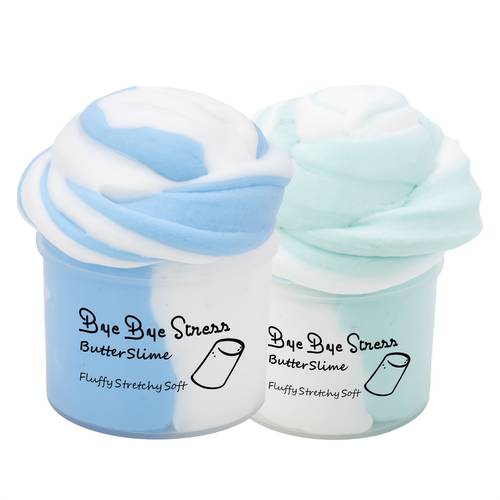 2pcs butter slime super soft fluffy non sticky stress relief slime sensory toy kids prizes toy for girls boys gifts birthday party favors education mud toys