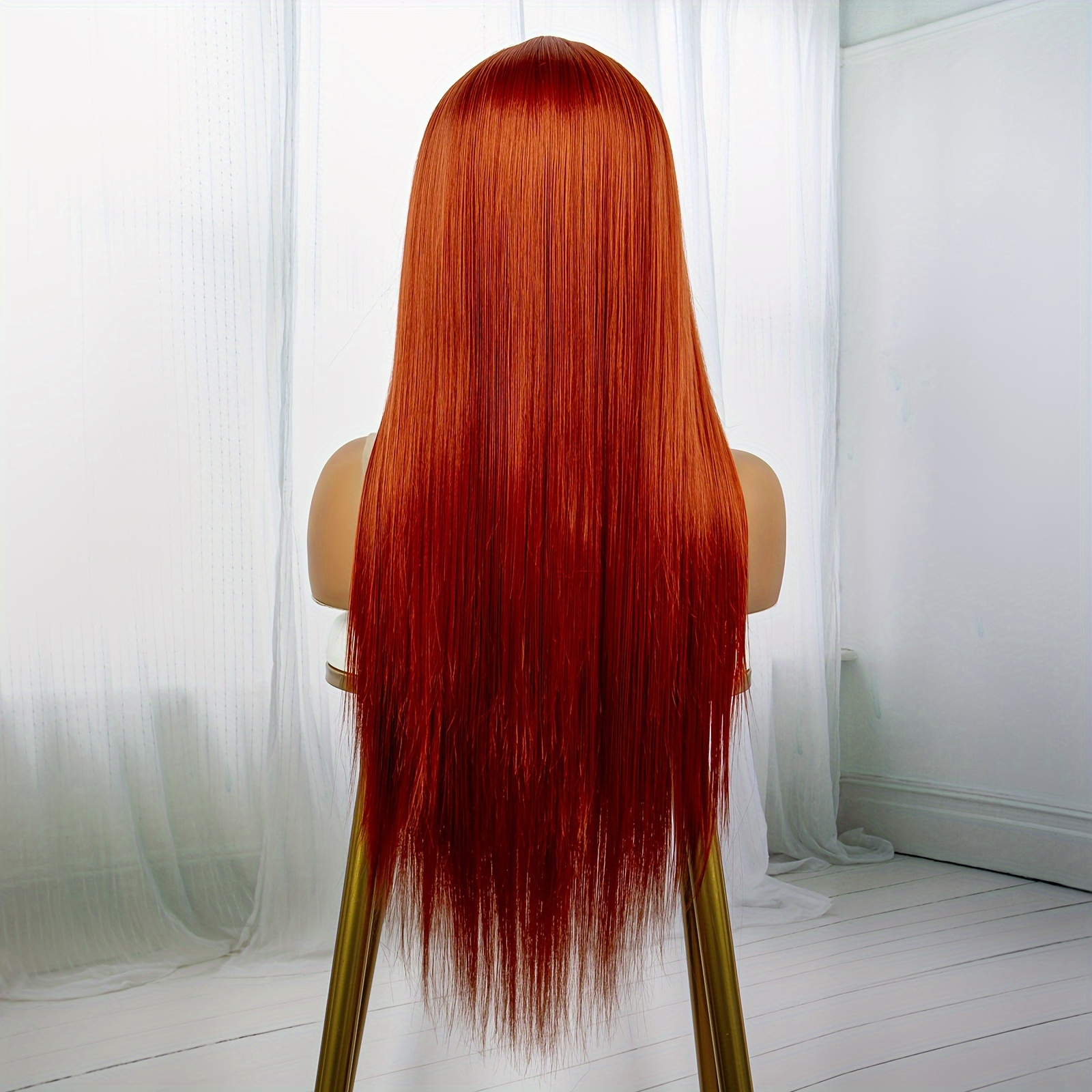 Wigs Long Straight Wig Bangs Ginger Wig Heat Resistant Temu