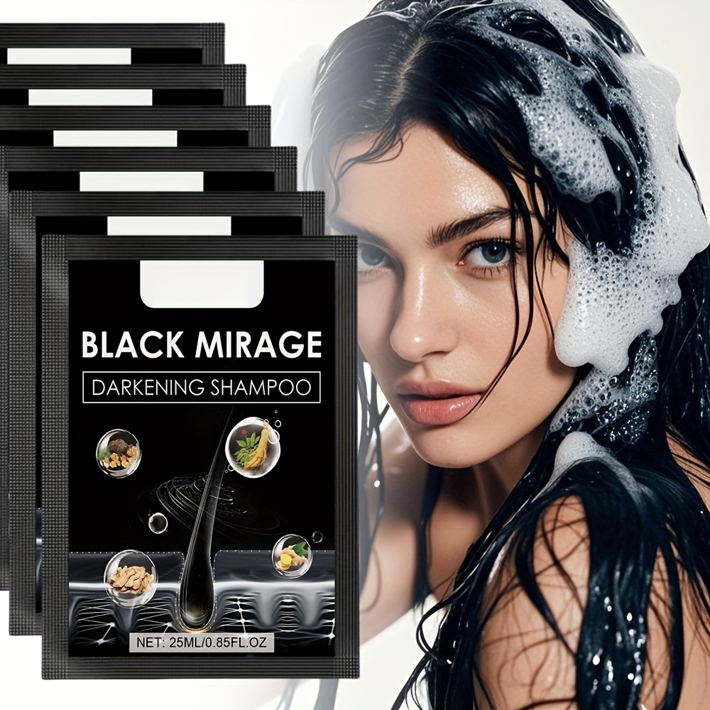 TEMU Hair Darkening 2-in-1 Shampoo With Ginseng And Extracts Suitable For Men And Women To Cover Grey Hair, To Moisturise Black Hair, Soft And Shiny, Looks , Travel Size, Valentine's Day Gift