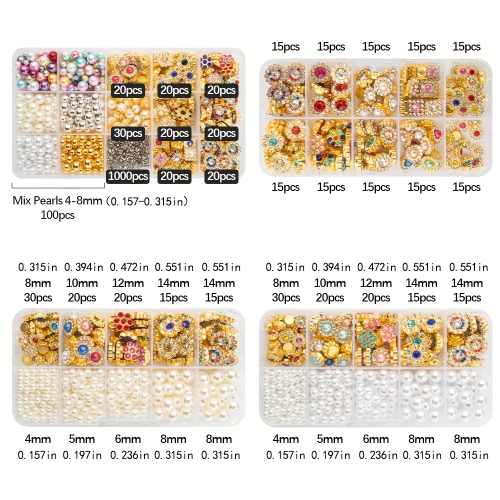 portable   setter kit with 1000pcs prong studs and 10 15 grid pearl   box diy tool set for wedding dresses hats crafts perfect for christmas easter valentines mothers day