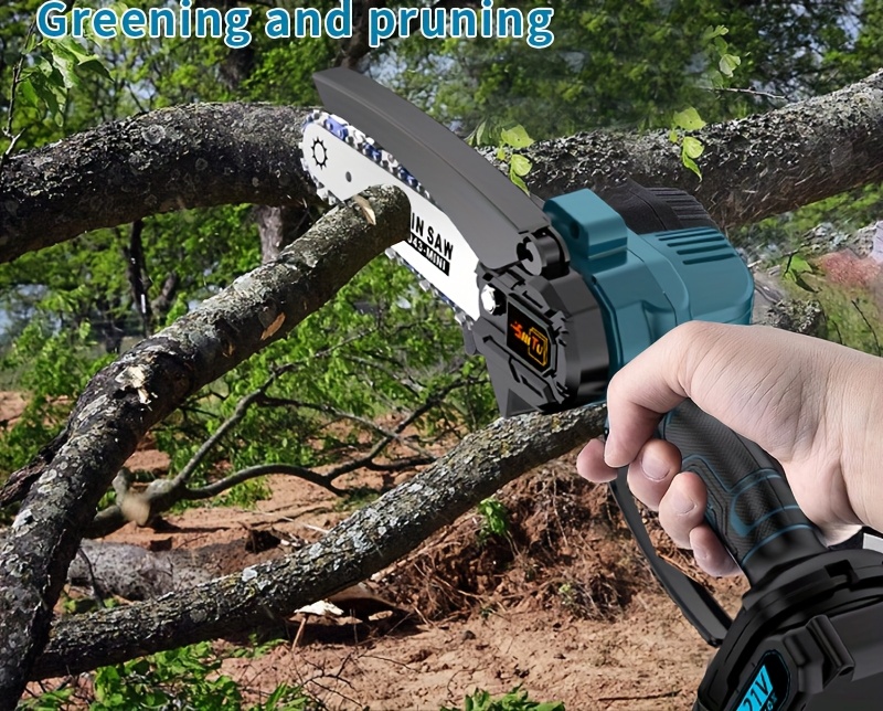 mini chainsaw cordless lightweight portable handheld electric tree cutter with splash lock rechargeable battery and safe trimming for quick cutting of tree branches courtyard household and for man pruning details 3