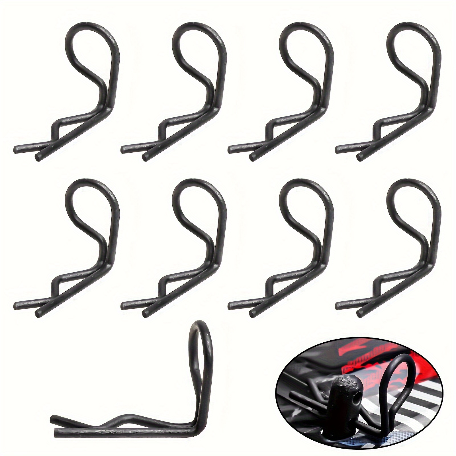 

Hobbypark 50pcs 90-degree Angle Body Clips, Steel Bent Pins For 1/10 Scale Model Cars, Trucks, , Buggies - Replacement Black Accessories Without Battery