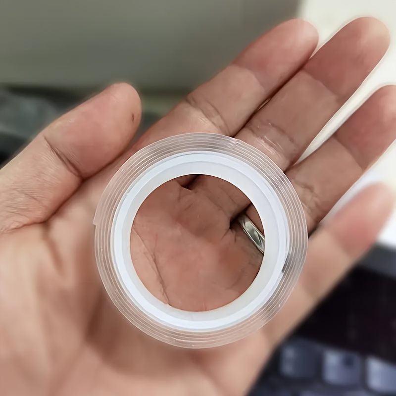 1 Roll Heavy-Duty Transparent Washable & Reusable Double-Sided Adhesive Tape - Strong Removable No Residue for Plastic//White Painted Surfaces, Walls, Doors, - Indoor/Outdoor Use (Not Waterproof, Plastic/ Friendly)