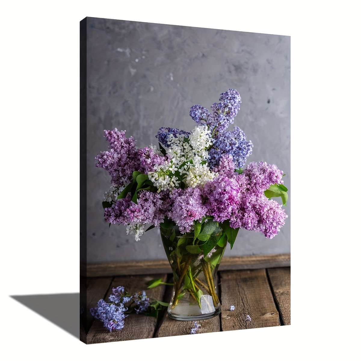 

Framed Painting Lilacs Bouquet Vase Canvas Posters And Prints Wall Art Pictures With Frame For Office, Living Room & Bedroom, Home Decoration, Festival Gift, Ready To Hang
