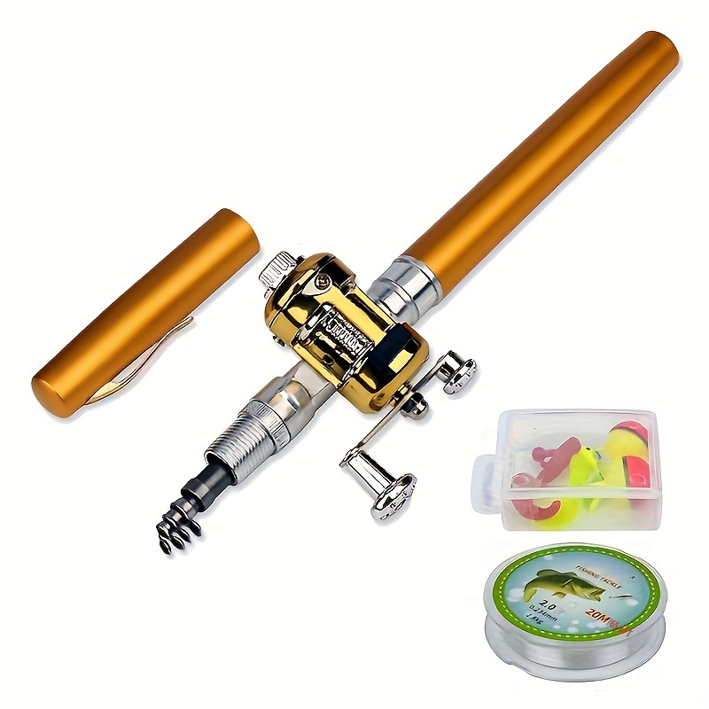 D-groee Pen Fishing Rod Reel Combo Set Mini Pocket Telescopic Fishing Pole Kit Telescopic Fishing Rod with Fishing Reel Combo Kit, Men's, Size: One
