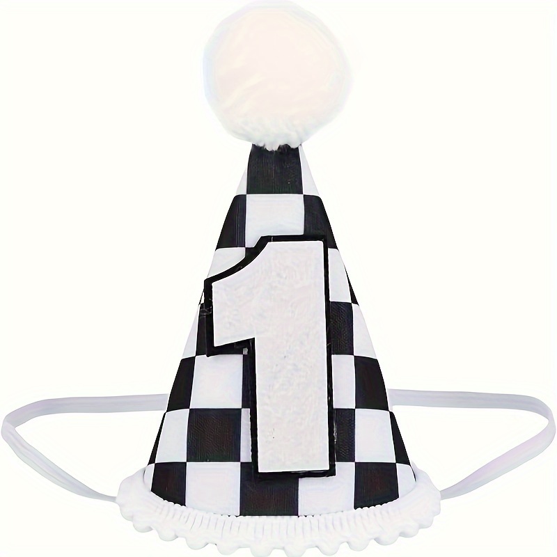 

Racing Car Theme Birthday Party Hat Set, Hand Washable Felt Material, No Electricity Required, No Feathers, Checkered Design For Birthday Celebrations And Race Car Game Decorations