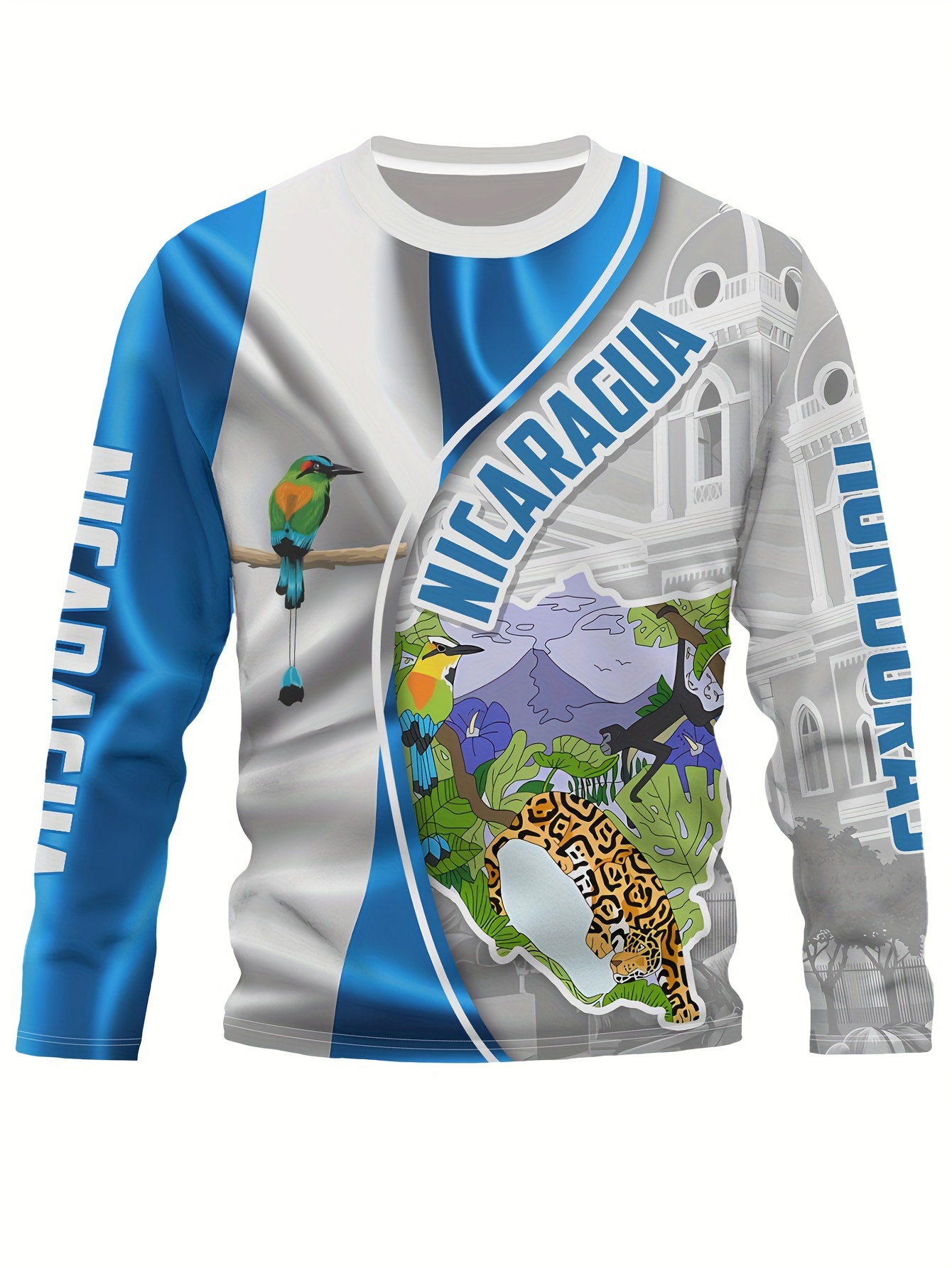 Camiseta de Larga para Hombre en Nicaragua Cuello Casual con  Estampado de Poliéster Ideal pa