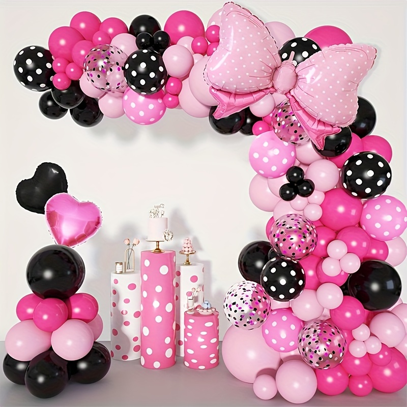 

108-piece Peach & Black Balloon Garland Kit With Bow Foil Balloons - Perfect For Weddings, Anniversaries, Mouse-themed Birthdays & Shower Parties