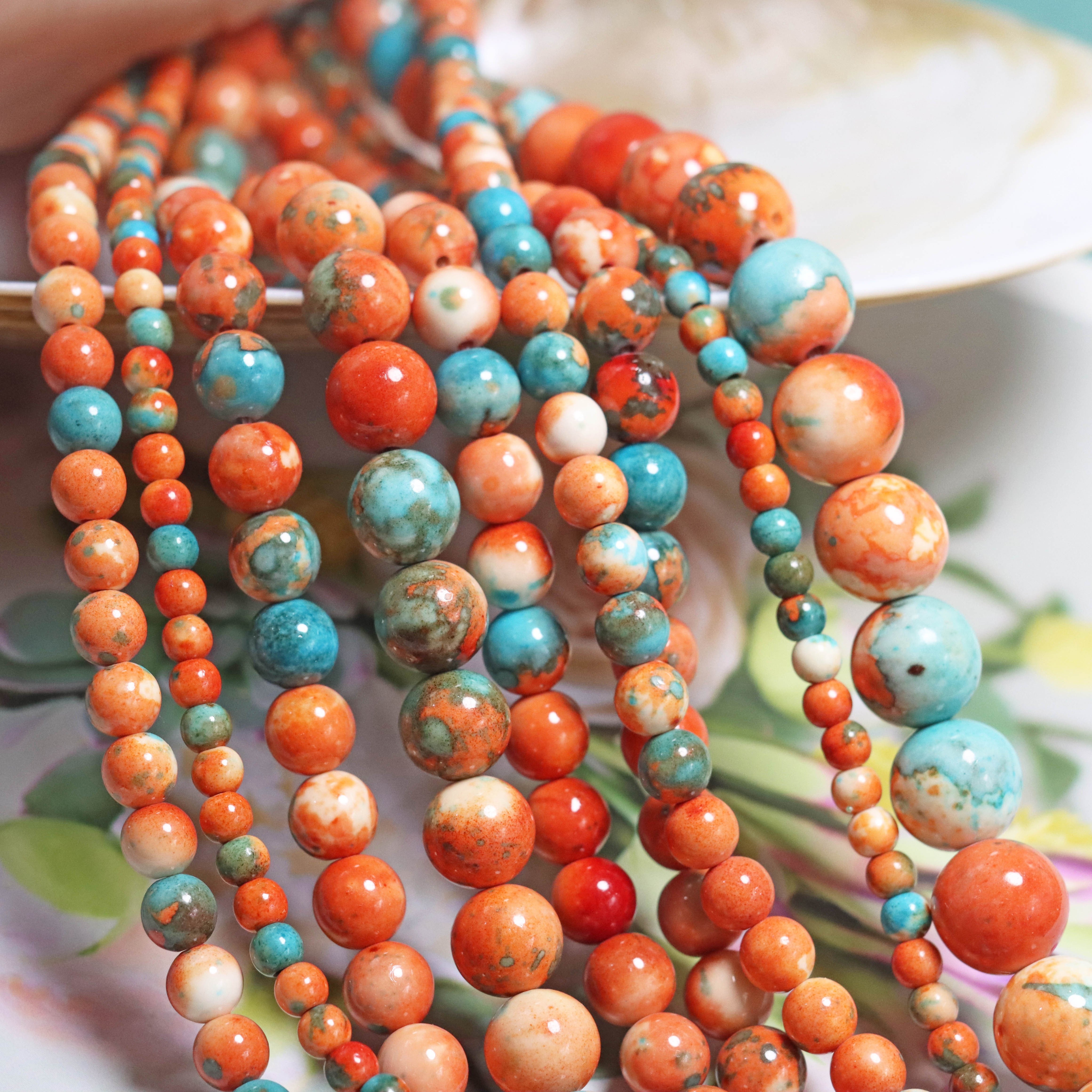 

18cm Natural Beads - Round, Gradient Color Loose Spacer Beads For Making, Bracelets, And Accessories