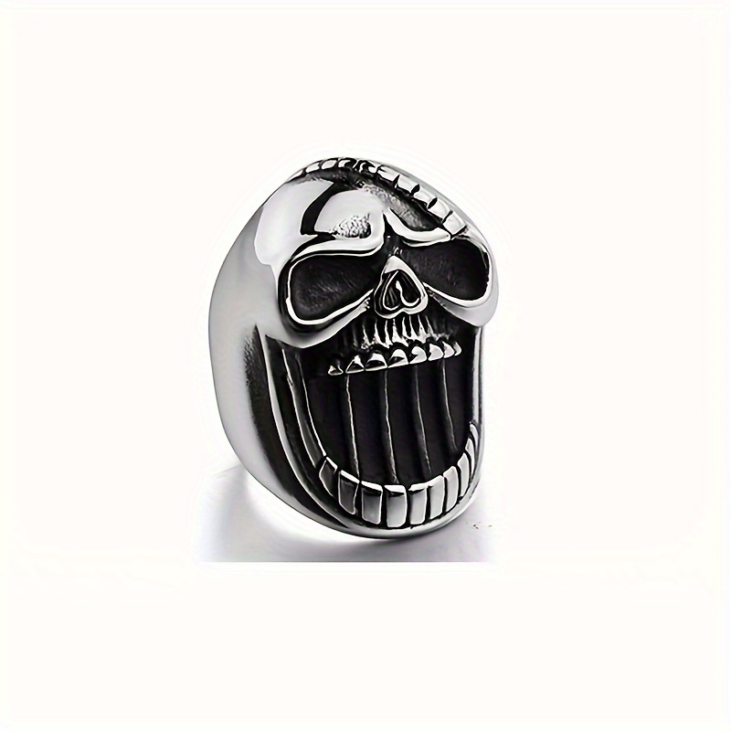 punk style skull head bottle opener ring creative alloy ring with no plating unisex personalized beer cap opening tool ring details 2