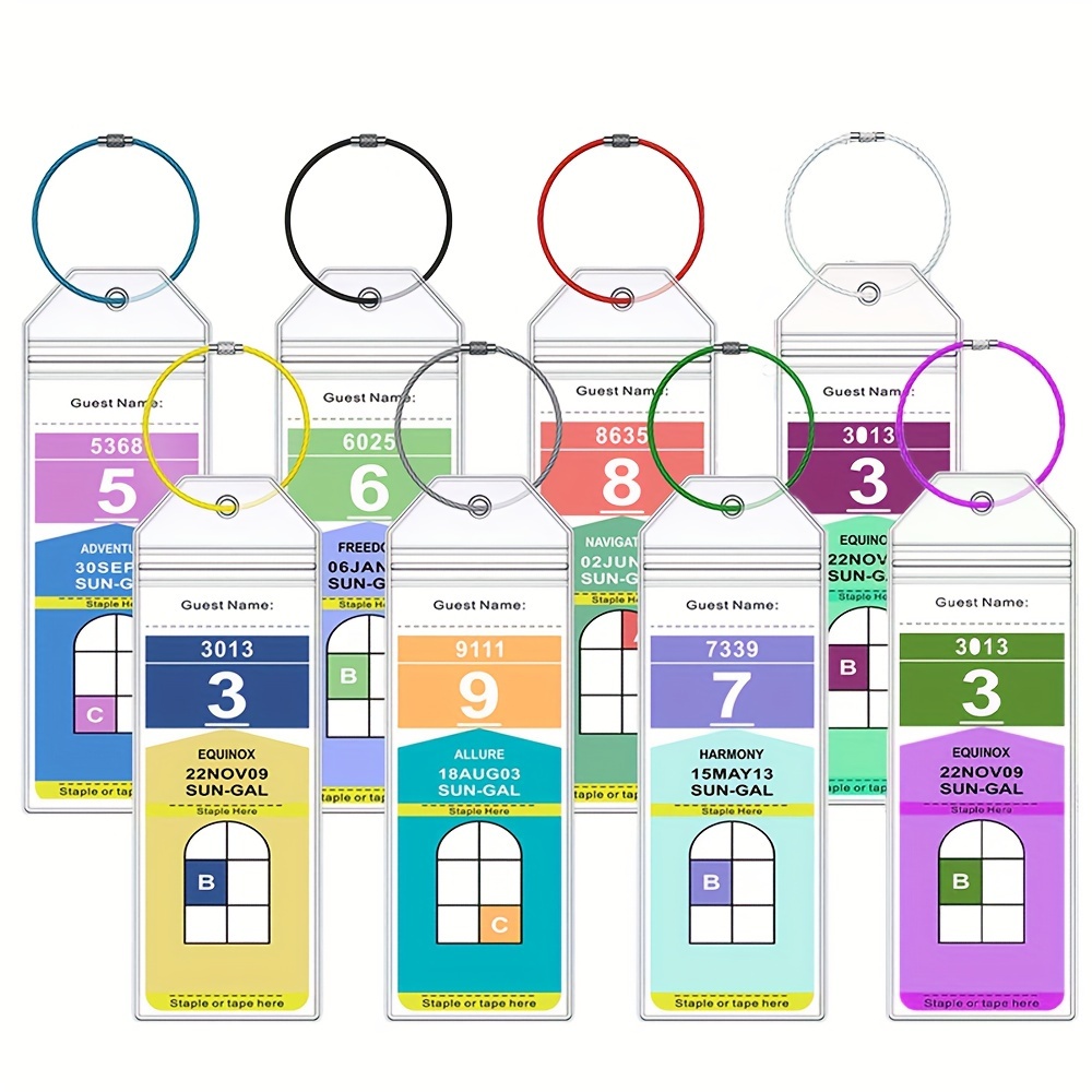 

8pcs Vibrant Clear Cruise Luggage Tags With Rings For & Ships - Pet Material, Easy Identification For , Luggage Accessories