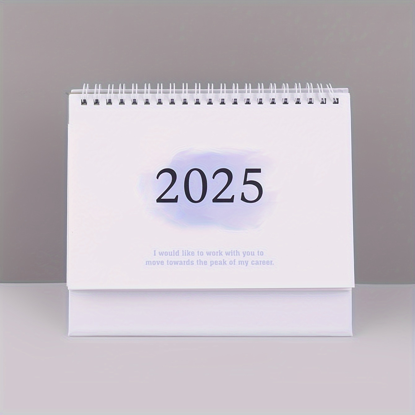 TEMU 2025 Desk Calendar With Rendered Design - 1 Pc Paper Calendar For Home & Office, January To December Monthly Display, Double Wire Spiral Binding, For Personal Planning & Scheduling