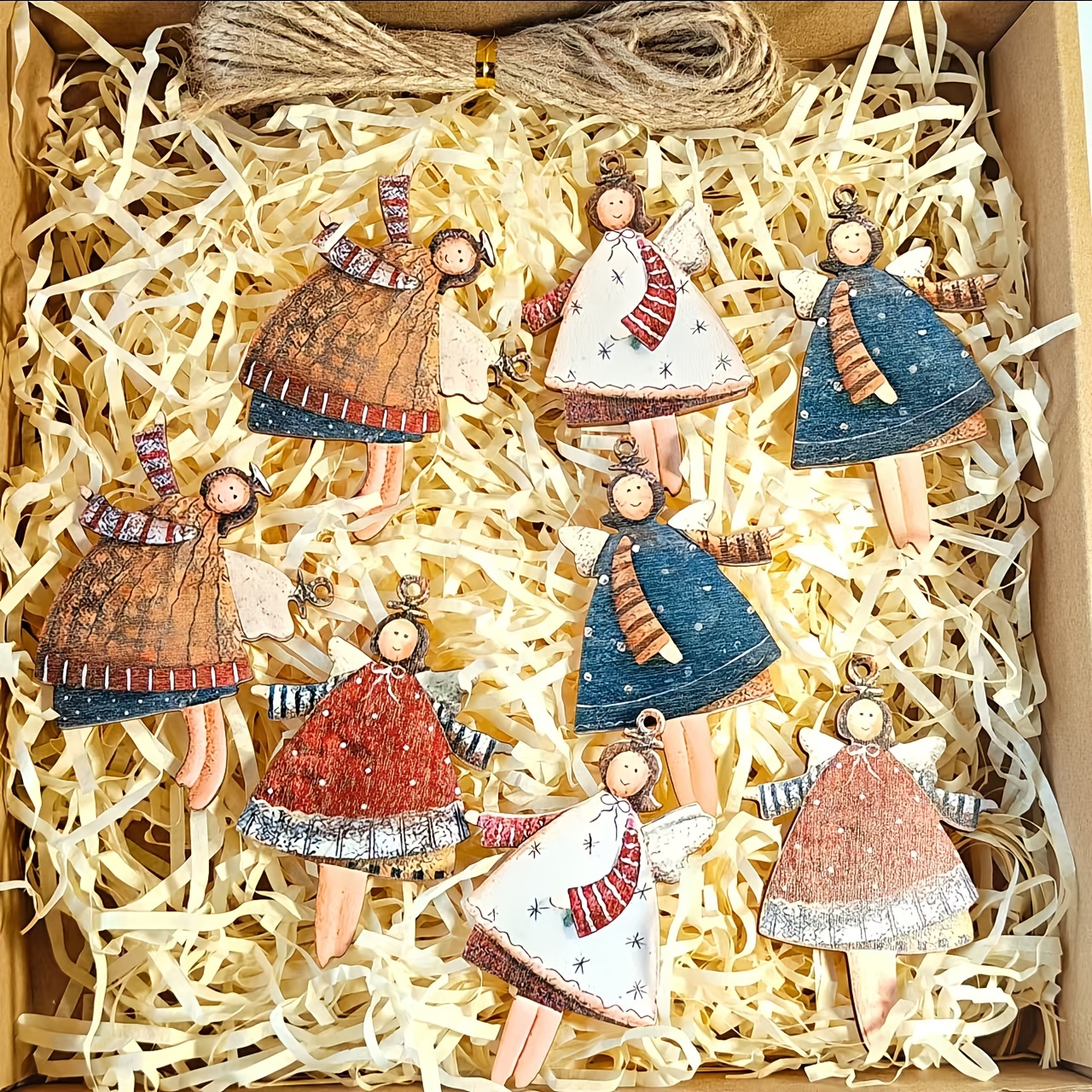 20/36pcs Classic Handcrafted Wooden Ornaments, Holiday Hanging Decorations For Christmas, Easter, New Year, Thanksgiving, Valentine's Day, Wedding - No Power Needed