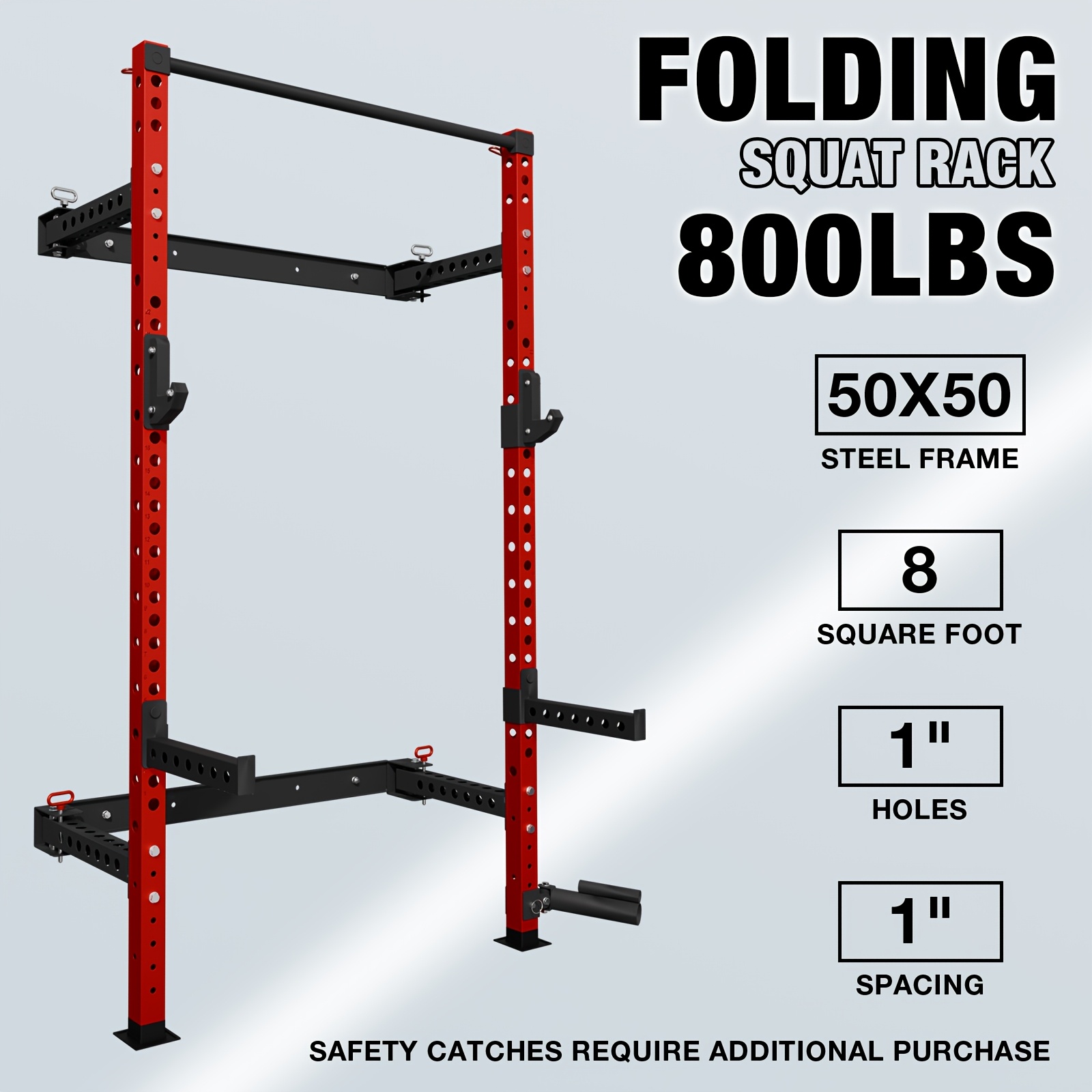 

Folding Squat Rack, 1000 Lbs Capacity With Wall Mounted , Home Fitness Equipment