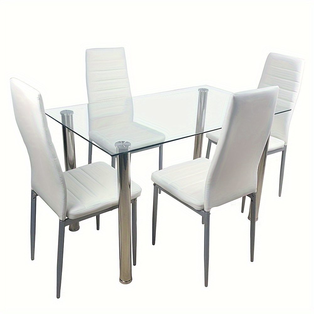

4pcs High Grade Pvc Leather Comfortable Chairs White (table Not Included)
