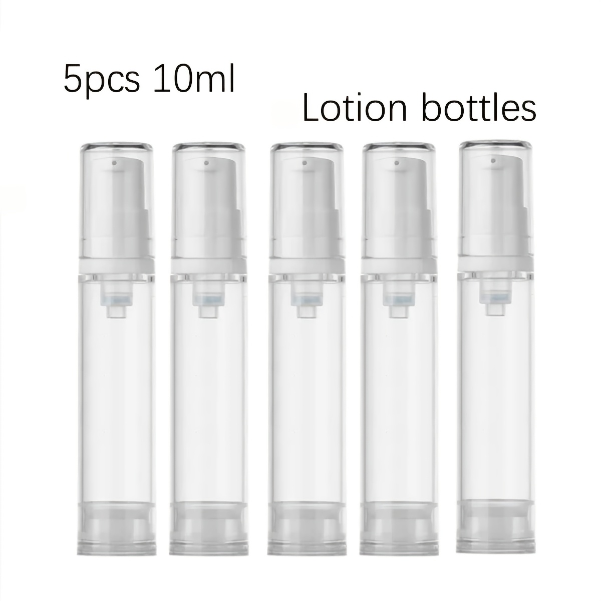 E-shop 5-teiliges Set Klare 5ml 10ml 1/3oz Plastik Airless Pump Lotion Vakuumflaschen Leer Nachfüllbar Creme Foundation AS Material