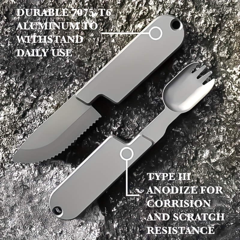 1pc   camping bbq all in one western food spoon and fork set 2 in 1 camping cutlery set reusable camping cutlery set portable cutlery backpack gear compact cutlery travel cutlery suitable for lunch hikes outdoor survival Product details 2