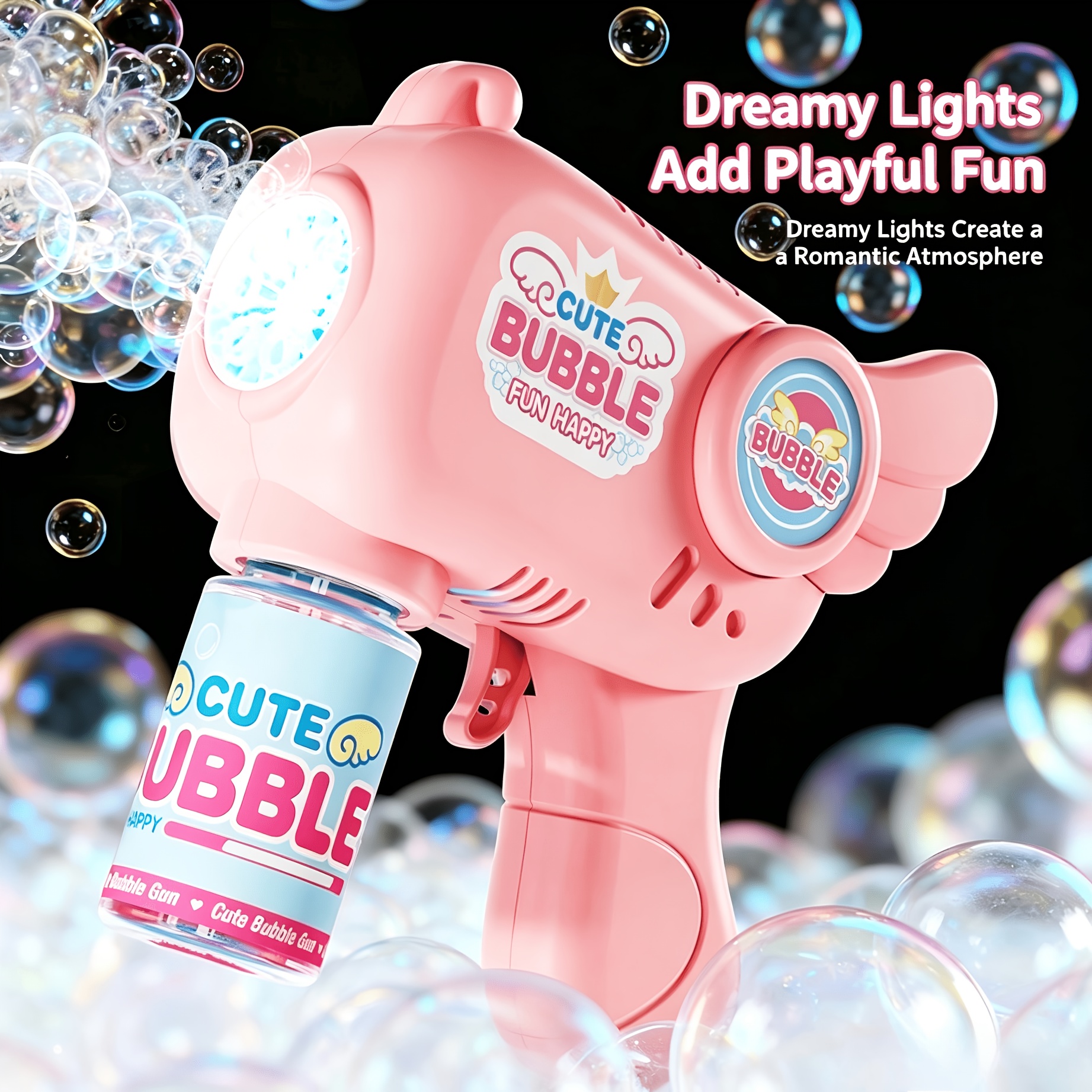 new portable angel bubble machine   start colorful lights suitable for outdoor parties weddings lawns   and pool fun multicolor battery and bubble solution not included perfect halloween christmas and wedding game gift