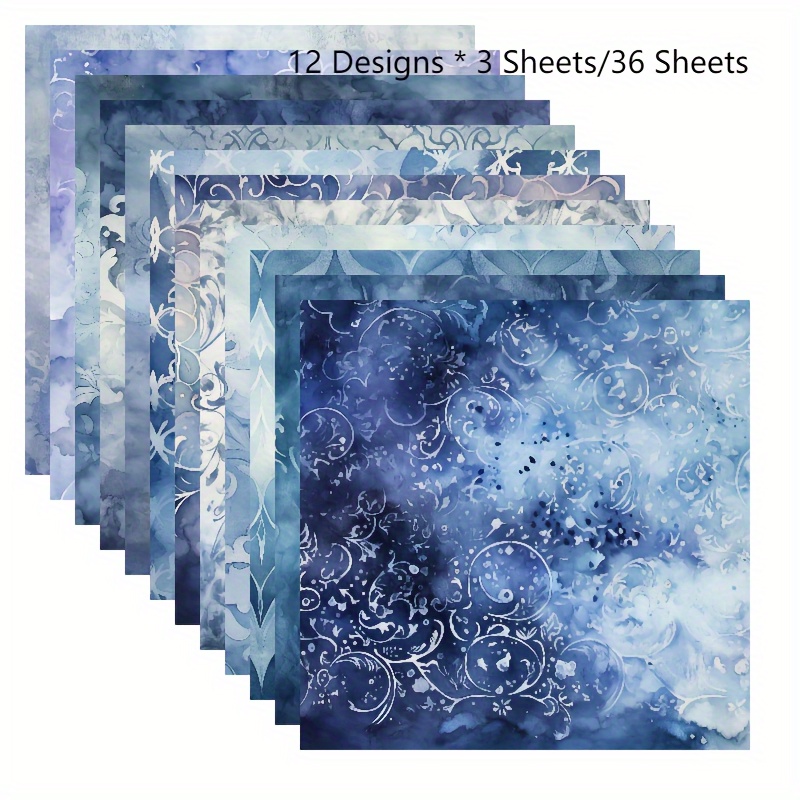 

36 Premium Vintage Blue Patterned Scrapbook Paper Album Kit - Vibrant Decorative Backgrounds, Art Cards, Grunge Journal Paper Clips - Perfect For Creative Handmade Accounts, 6x6 Inch Square