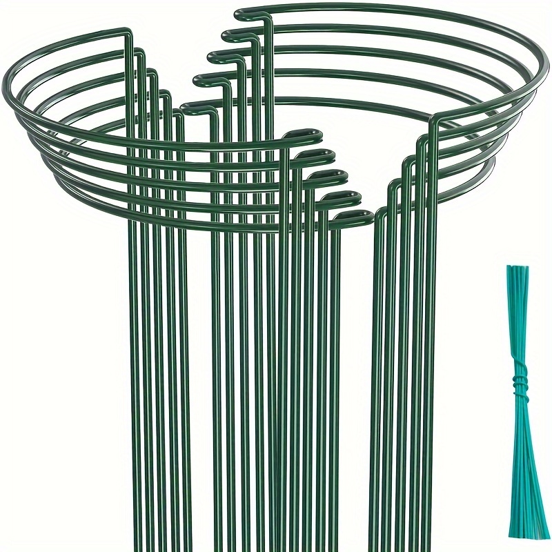 

10 Plant Supporting Piles, 4 Mm 24 Inch Semicircular Metal Garden Plant Piles, Plant Supporting Cage Rings, Used For Indoor And Outdoor Tomato Hydrangea Roses (10 Inches Wide X 24 Inches High).