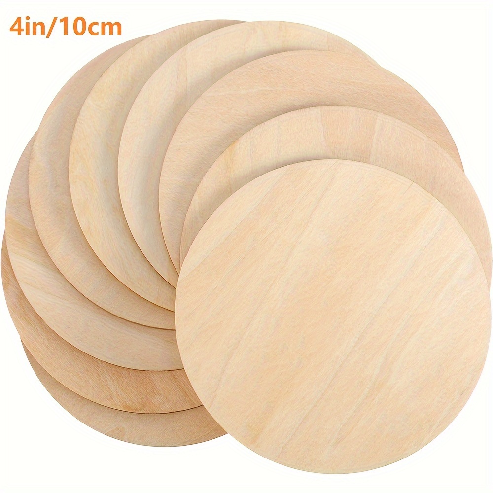 

10/20/30pcs 4" Round Wooden For Crafts Wooden Wood Round Slices Painting And Christmas Decorations, Decoration Diy For Painting