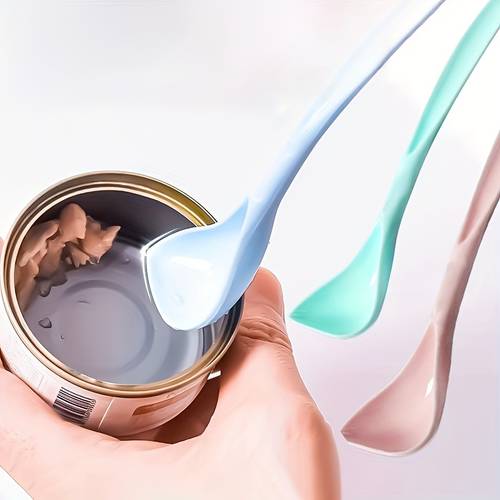 plastic cat food can scoop battery free pet for cats and dogs multi functional kitchen seasoning spoon pet food storage and feeding accessory beautiful in random color 1pc