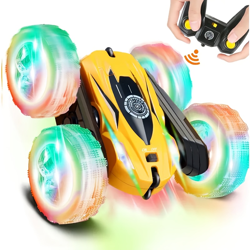 FREE TO FLY Remote Control Car for Girls : Pink RC Car Double Sided 360°Flip Stunt Cars with Headlights & WheelLights Rechargeable Toy Car Birthday Gifts for Girl Kids Age 6 7 8 9 10 11 12 Year Old