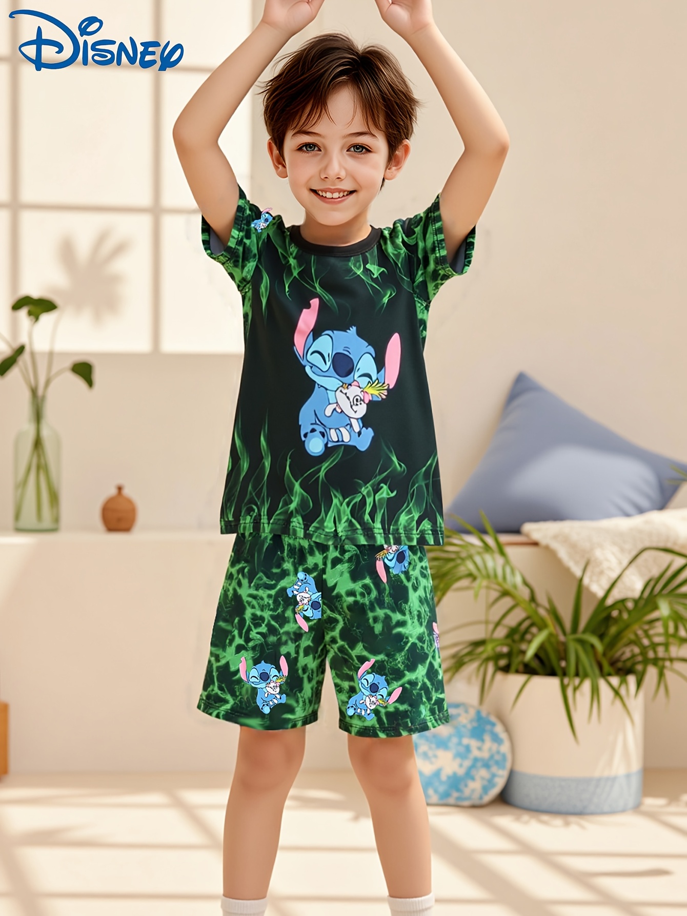 Pijama para Niños con Manga Corta y Shorts, Conjunto de Ropa Cómoda  para *-Verano Ignífugo, Estilo Casual Imp