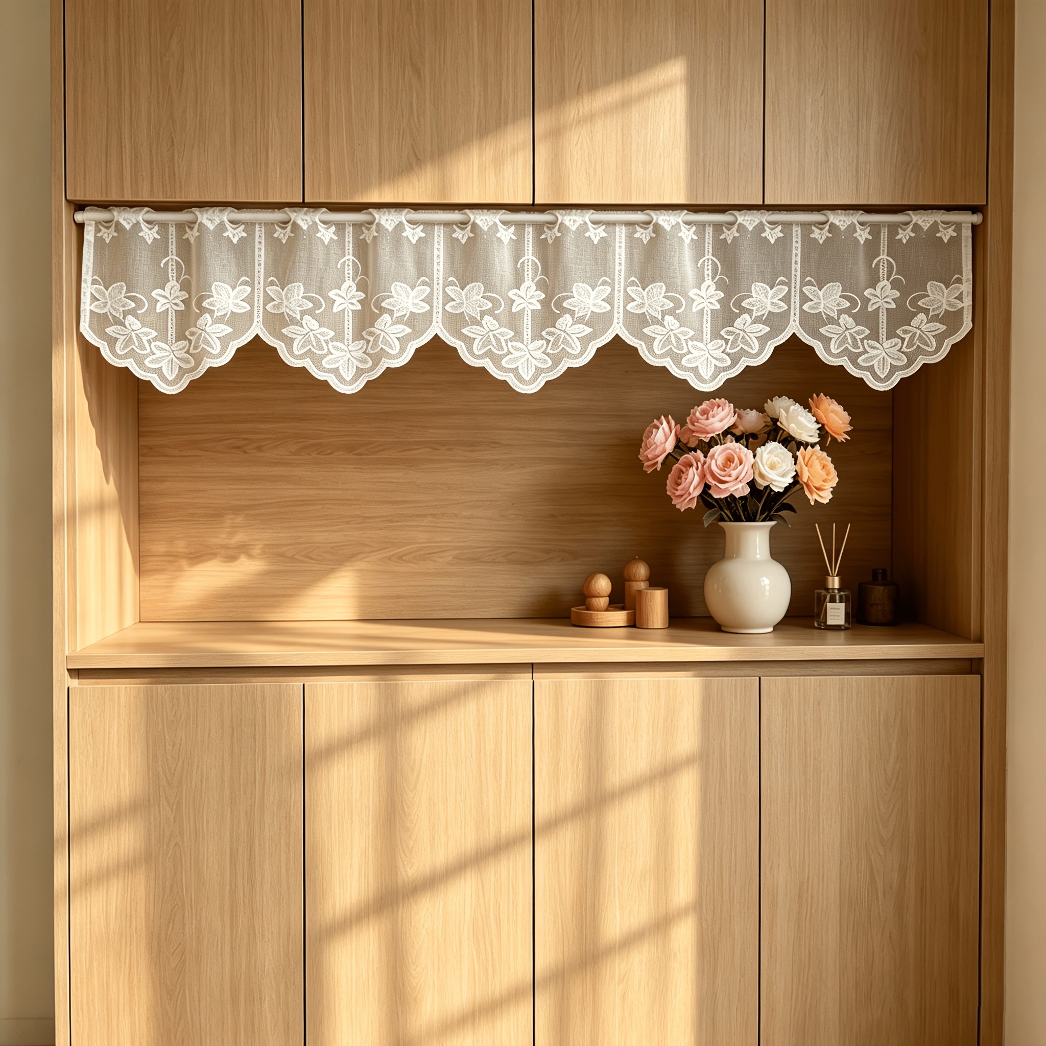 TEMU 1pc Semi-transparent Rod Pocket Sheer Curtain Decor Coffee Curtain Small , Modern Light , Suitable For Door Frame