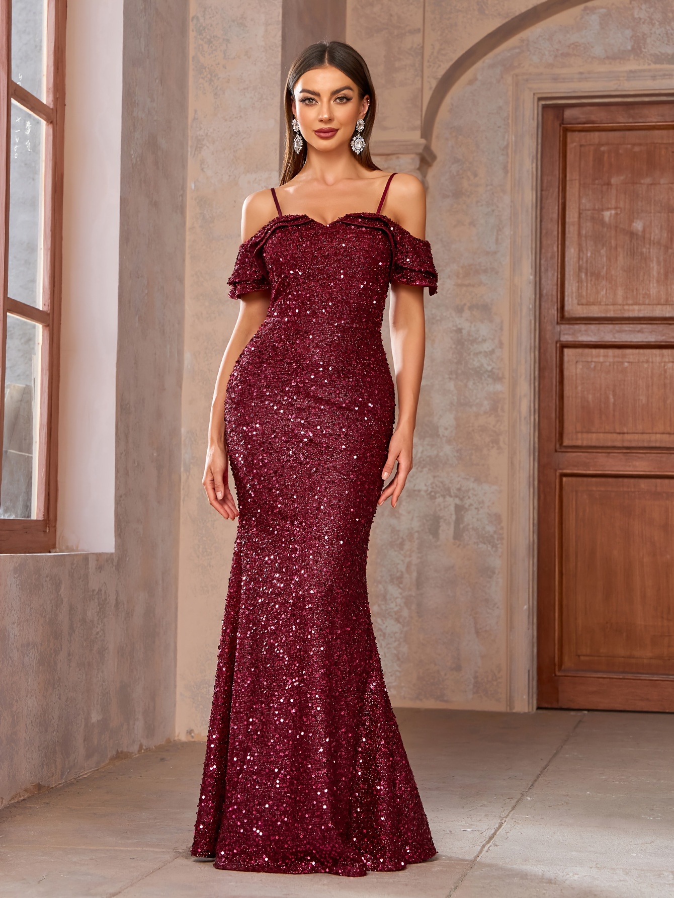 off shoulder glitter prom dresses v-neck sparkly prom dresses a line glitter  dresses gowns party gowns | Check Out Today's Deals Now | Temu