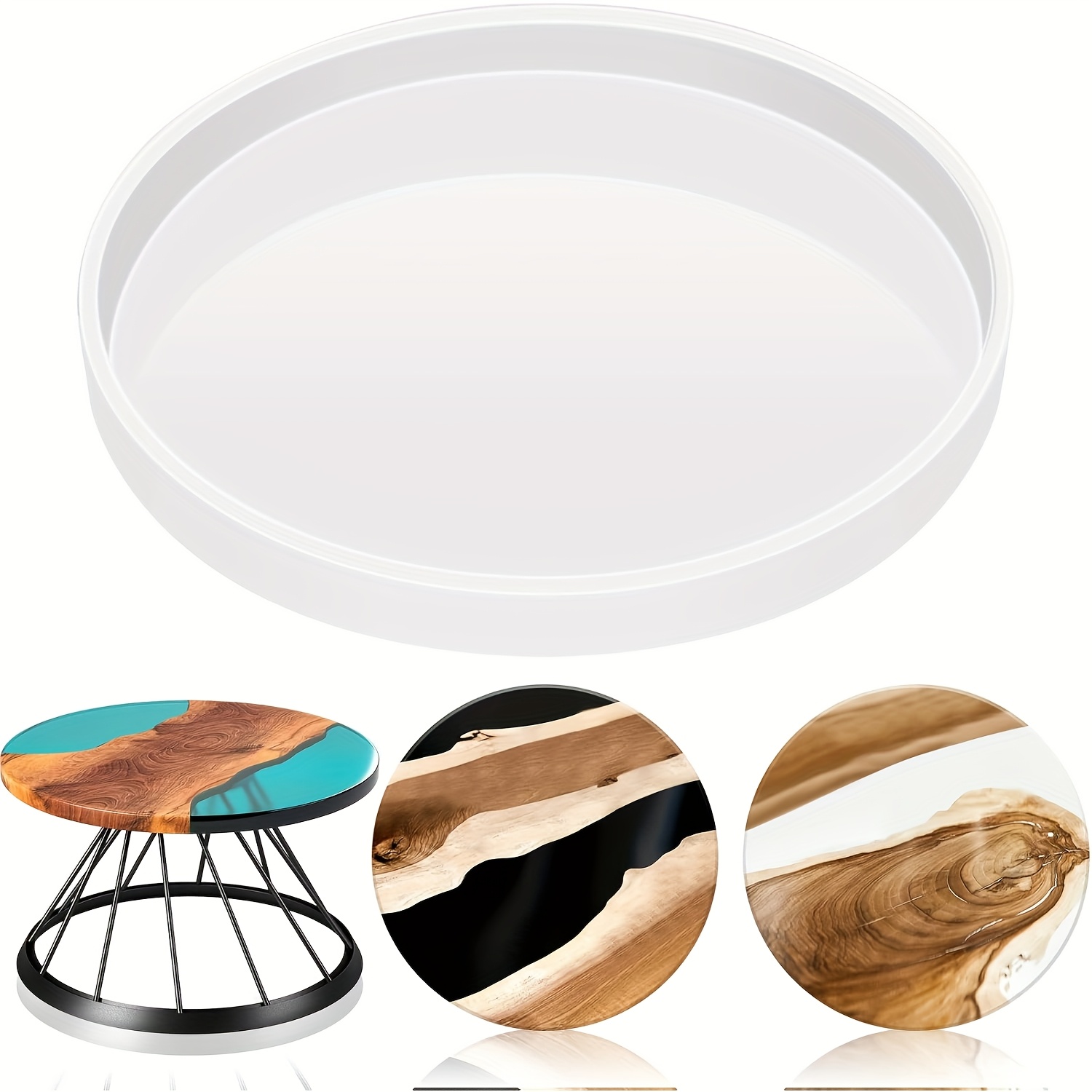 E-shop 1 Stück Extra Große 20 Zoll Runde Flusstisch Silikonform für DIY Harzkunst, Uhren, Tabletts, Schmuckguss – Perfektes Geschenk für kreative !