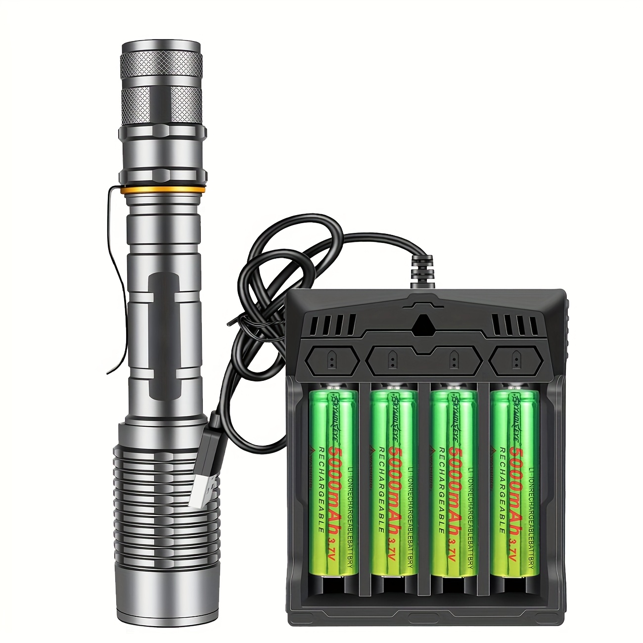 

Tactical Flashlight, Led Flashlight, Flashlights High , In The World, Flashlight With Rechargeable Battery And Charger, 5 , Powerful Handheld Flashlight For Camping And Emergencies