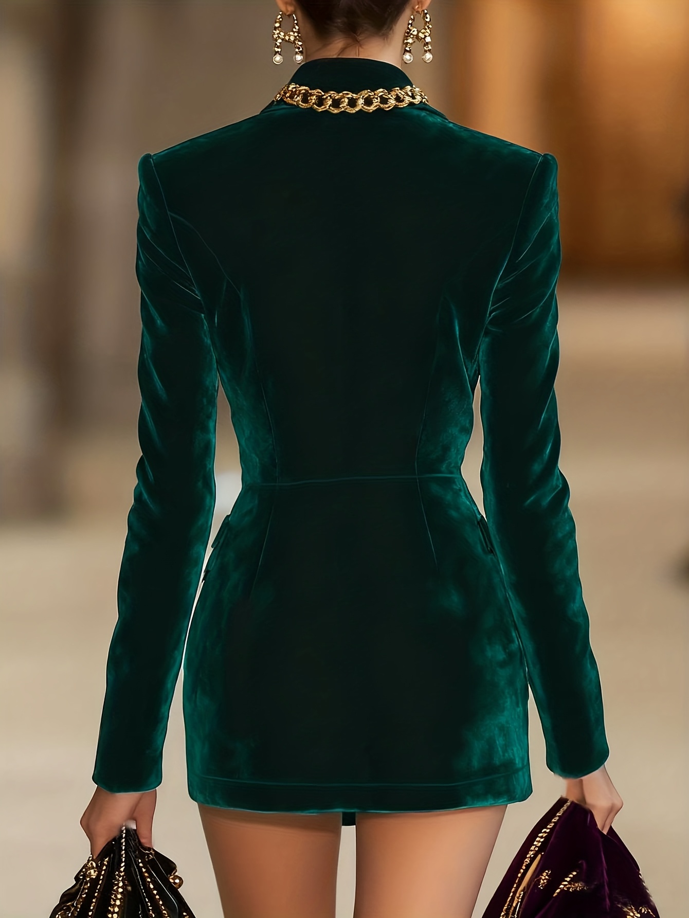 luxurious emerald green velvet suit dress a double breasted - Temu Bahrain