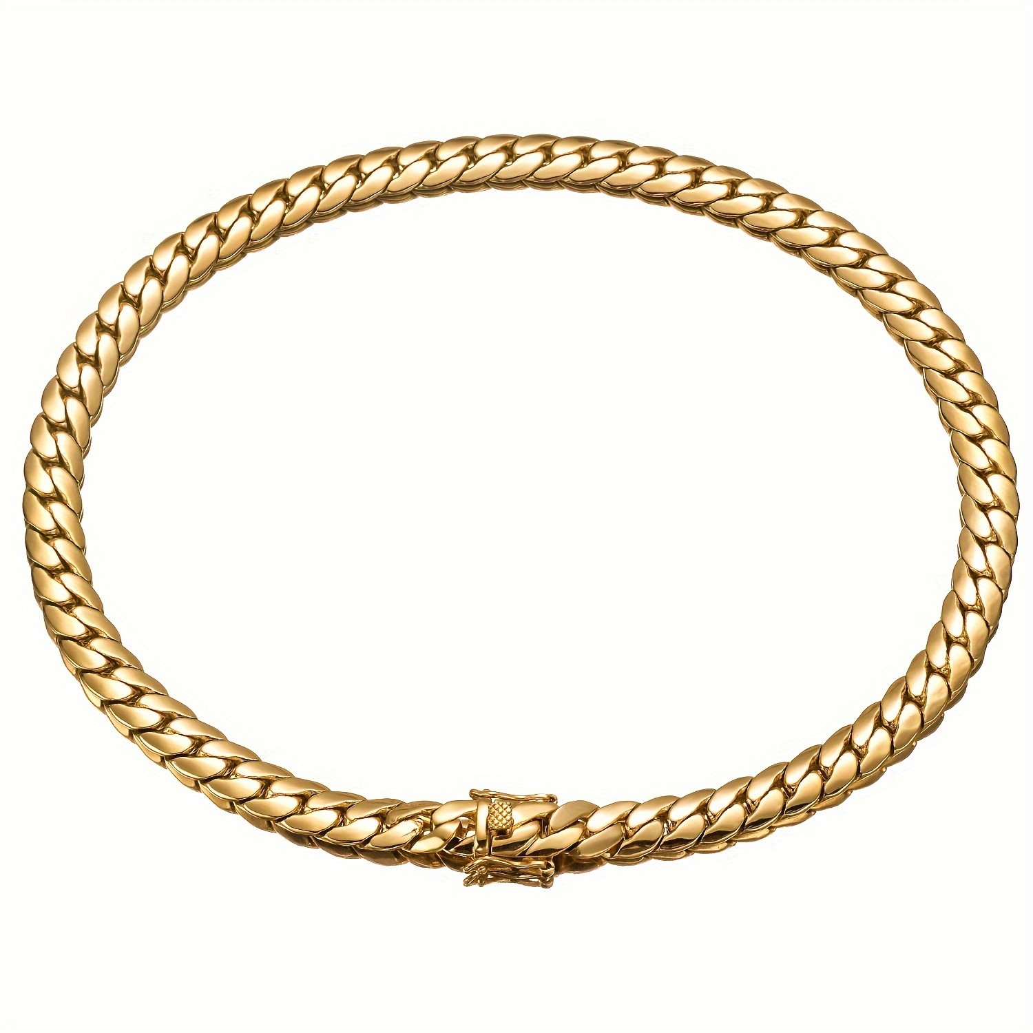 

18k Golden Plated Hip Hop Jewelry Stainless Steel Necklace 10mm Cuban Chain Gift For Boys And Girls