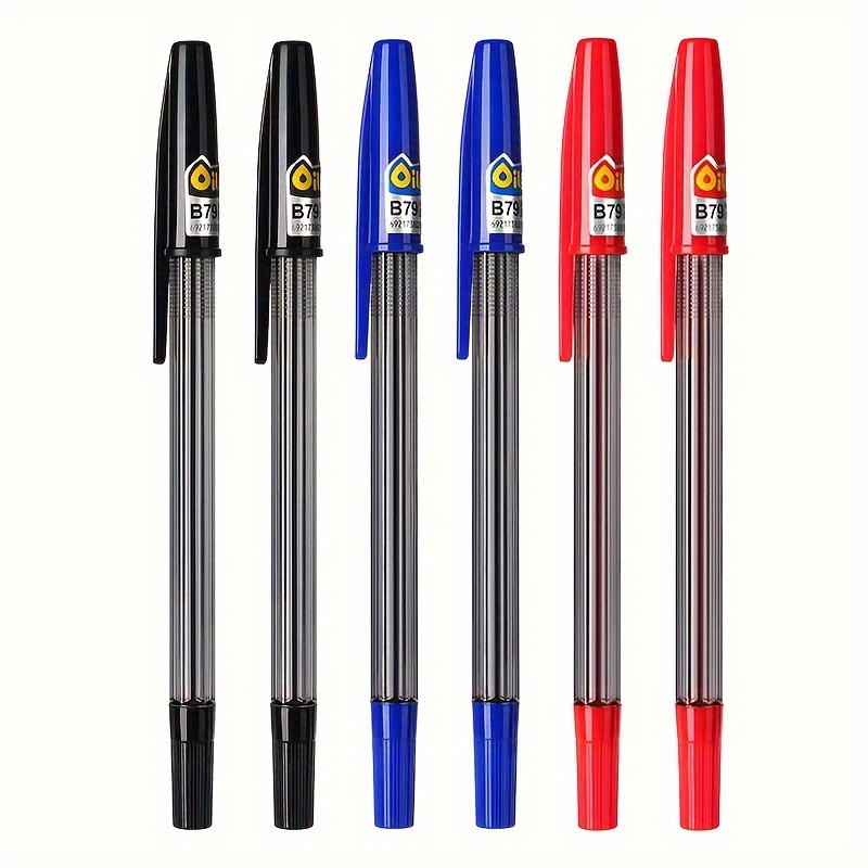 Image of 5/6 B79 Medium Oil Pen 0.7 Mm Half Needle Tip Large Capacity Paper Pen 3 Color Optional Paper Hexagonal Pen Pen Pen , Correction, Black Office
