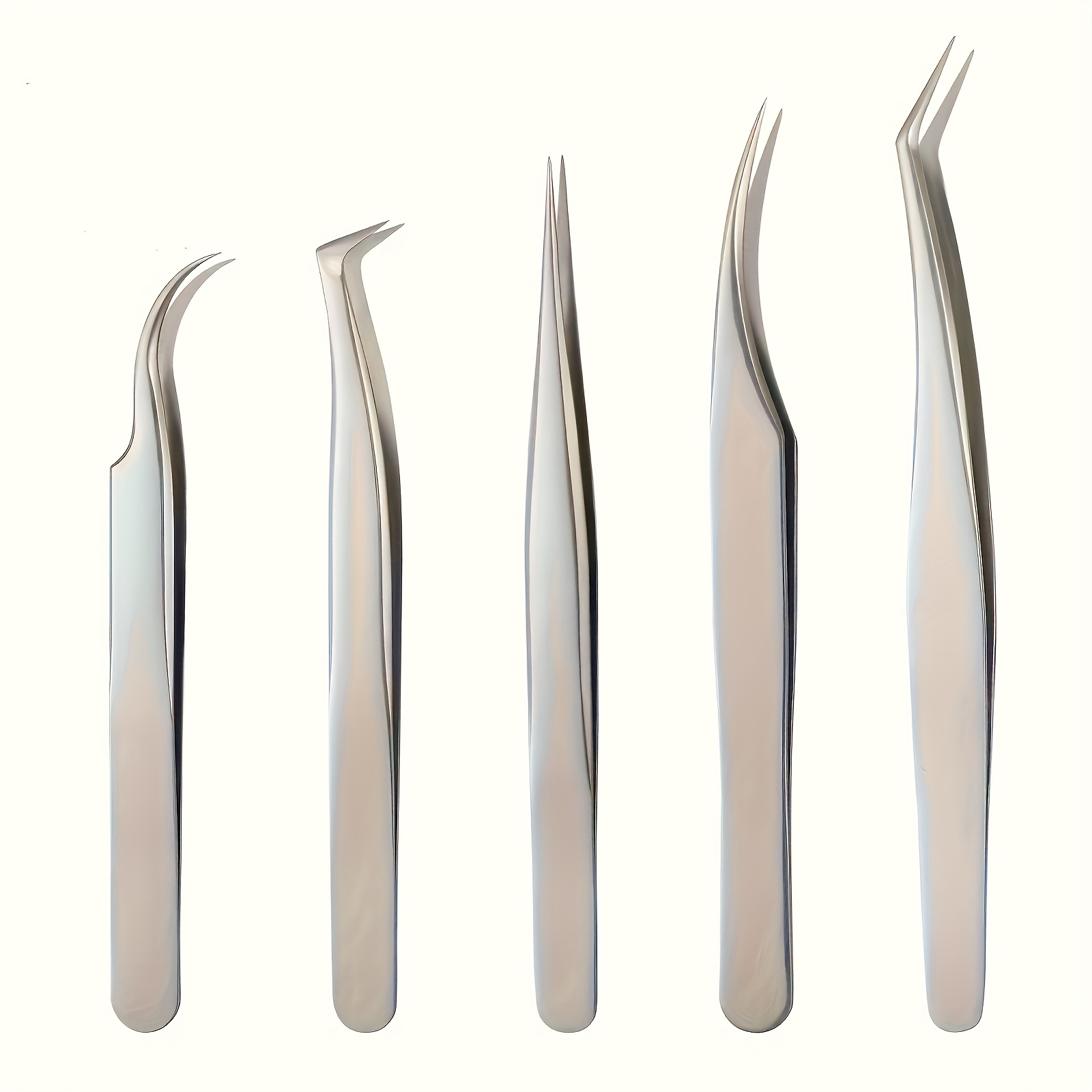Image of Eyelash Tweezers Eyelash Extension Tweezers Lash Volume Tools Stainless Steel Extensions Lash Tweezers Pointed Lash Tweezers Set For Eyelash Extension (silvery)
