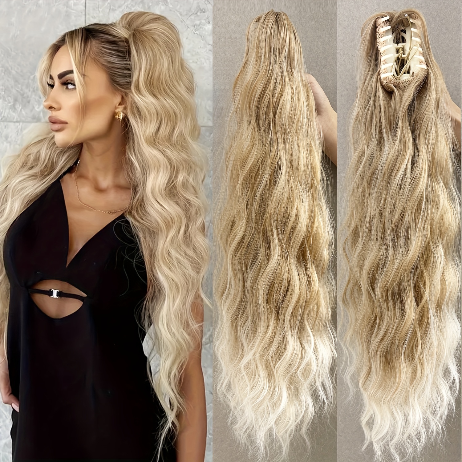 TEMU Synthetic Hair Ponytail Extension With A Water , Perfect For Women Looking For Versatile Hairpieces