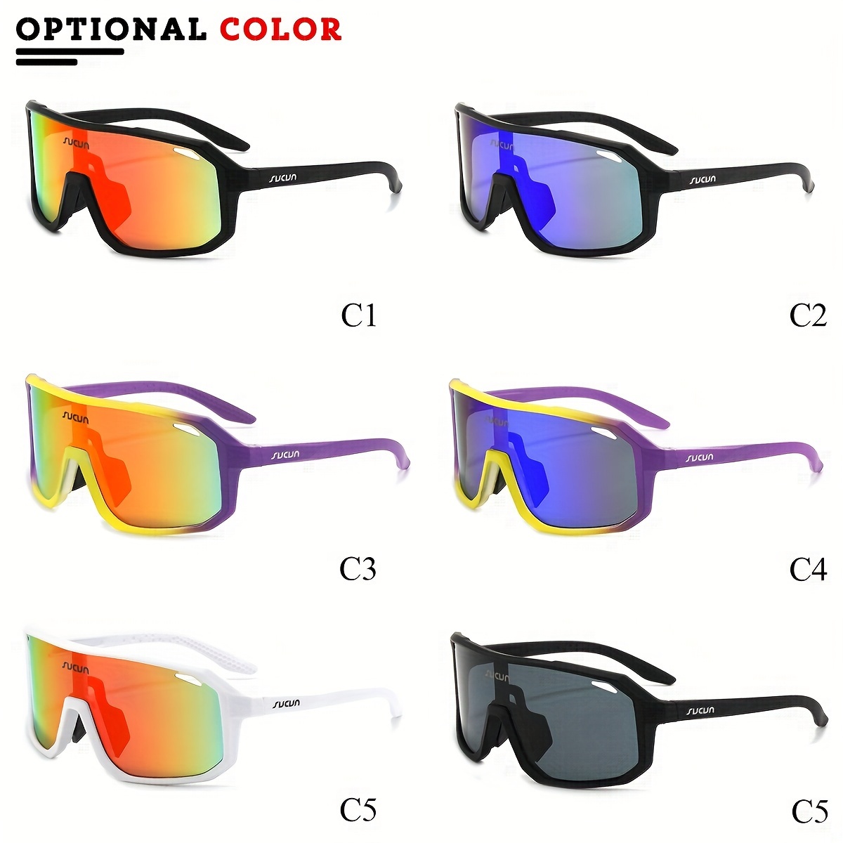 

Colorful Cycling Glasses Men And Women Pc Frame Fashion Glasses One-piece Large Frame Outdoor Sports