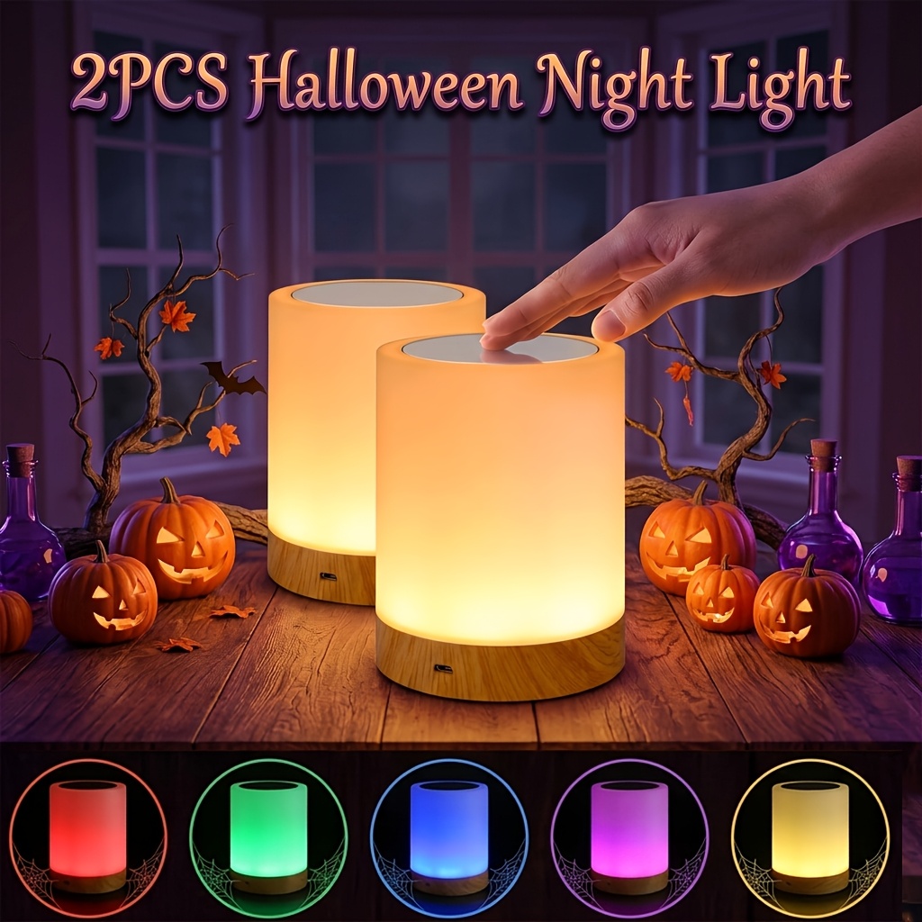 TEMU Touch Control Wireless Led Night Light, 1pc/2pcs Portable Desk Lamp, 3 Lighting , 3 Brightness Levels, 2200mah, Usb Rechargeable, 12 Color ,
