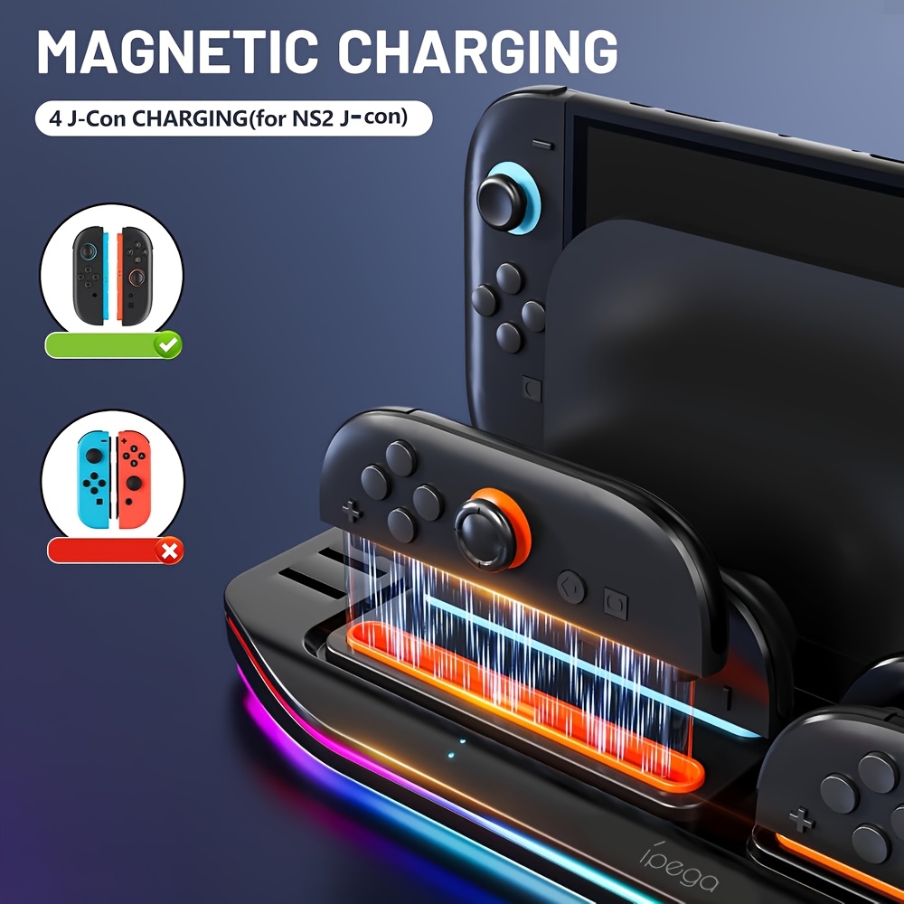 for   switch 2 charging dock with 12 game card storage, 9 rgb light  , magnetic plug-in   control charger station   switch 2 dock Product details 3